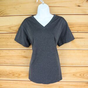 Starter Activewear Shirt Short Sleeves Womens 2XL Gray Heathered Dri-Star V-Neck